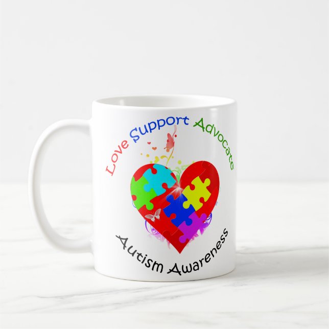 Autismus Puzzle am Herzen Tasse (Links)