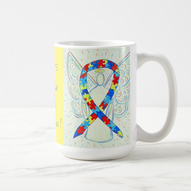 Autismus Puzzle Awareness Ribbon Angel Tasse (Rechts)