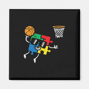 Autismus Puzzle Bysketbyll Dunk Awareness Kleinkin Magnet