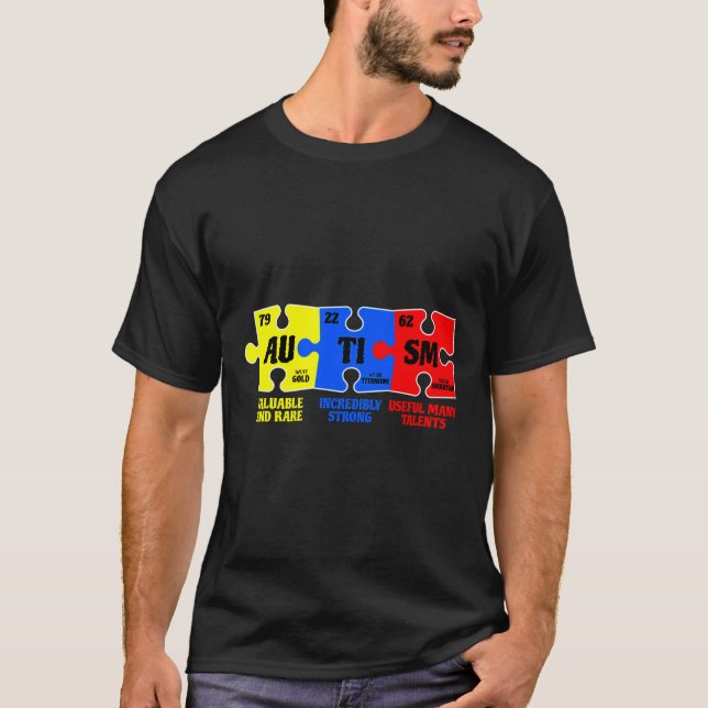 Autismus Puzzle Chemical Element Autismus Bewussts T-Shirt (Vorderseite)