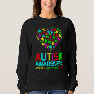 Autismus Puzzle Herz Liebe Akzeptieren Autismus ve Sweatshirt