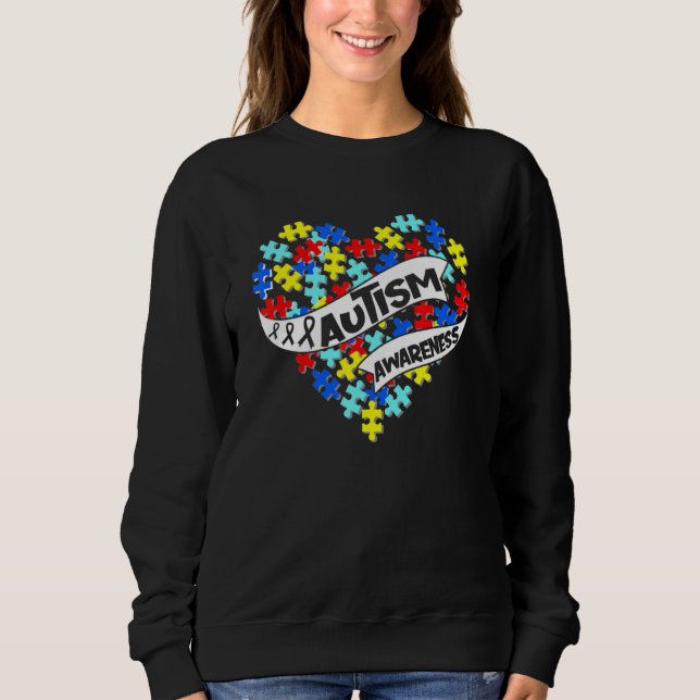 Autismus Puzzle Herz Liebe Akzeptieren Autismus ve Sweatshirt (Vorderseite)