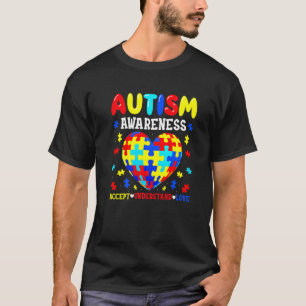 Autismus Puzzle Herz Liebe Akzeptieren Autismus ve T-Shirt