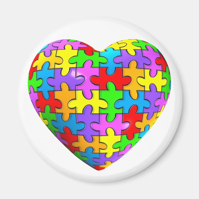 Autismus Puzzle Herz Magnet (Vorne)