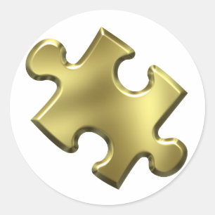 Autismus Puzzle Piece Gold Runder Aufkleber