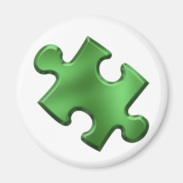 Autismus Puzzle Piece Green Magnet (Vorne)