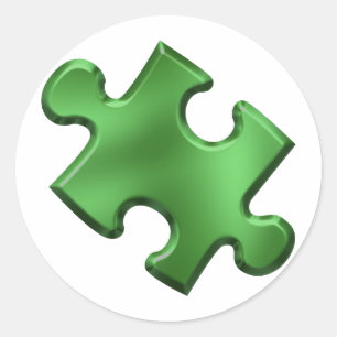 Autismus Puzzle Piece Green Runder Aufkleber