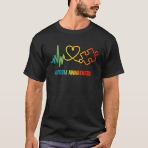 Autismus Puzzle Piece Herzschlag Aufmerksamkeit fü T-Shirt