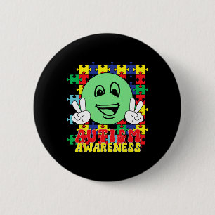 Autismus-Puzzleteile lächelndes Gesicht Autismus-B Button
