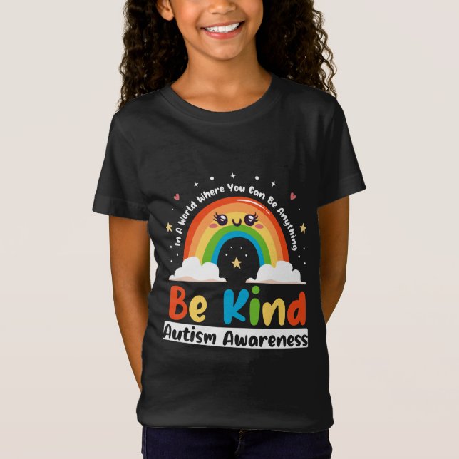 Autismus Rainbow Be Kind Autismus Bewusstsein Mona T-Shirt (Vorderseite)
