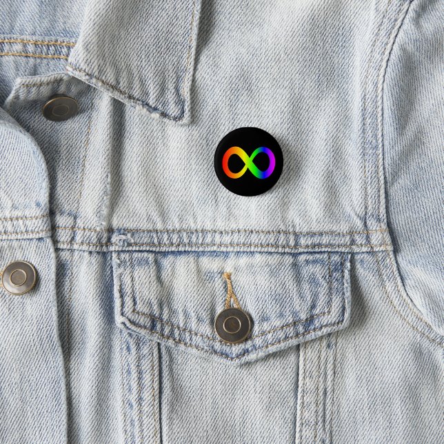 Autismus Rainbow Infinity Symbol Neurodiversity Button (Beispiel)