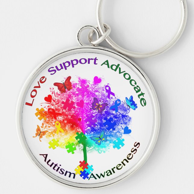Autismus Rainbow Tree Schlüsselanhänger (Vorne)
