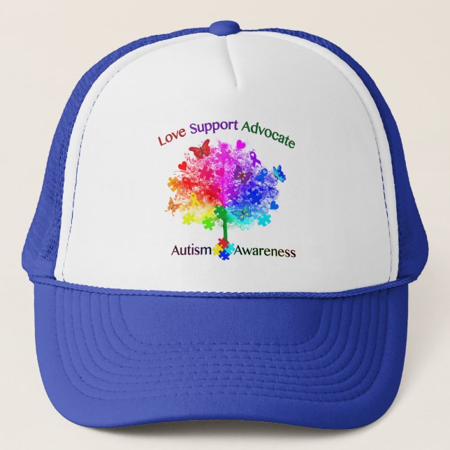 Autismus Rainbow Tree Truckerkappe (Vorderseite)