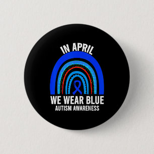 Autismus-Regenbogen im April tragen wir Blau für A Button