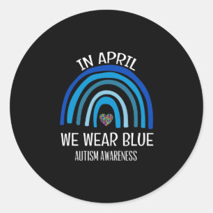 Autismus Regenbogen im April tragen wir Blue Autis Runder Aufkleber