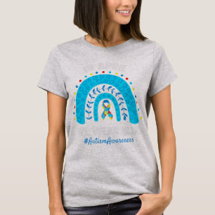 Autismus Regenbogen im April tragen wir Blue Autis T-Shirt