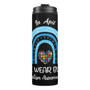 Autismus Regenbogen im April tragen wir Blue Autis Thermosbecher