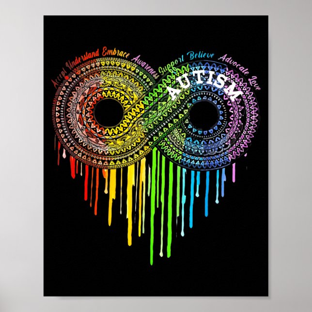 Autismus Regenbogen Unendlichkeitssymbol ASD Bewus Poster (Vorne)