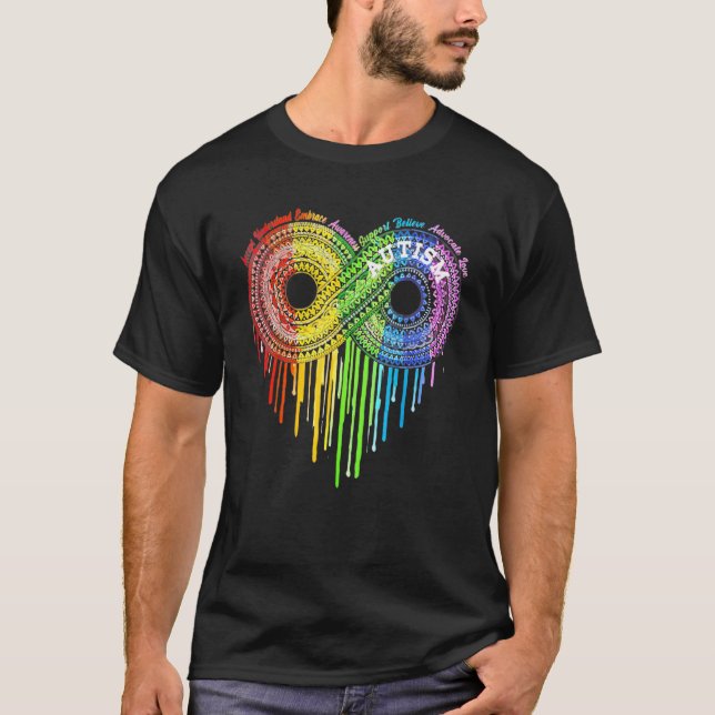 Autismus Regenbogen Unendlichkeitssymbol ASD-Bewus T-Shirt (Vorderseite)