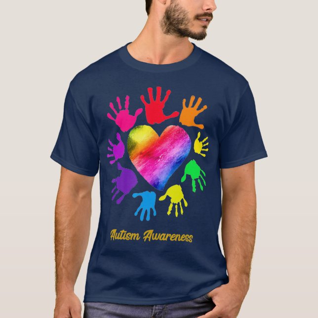 Autismus Regenbogen Wir tragen Regenbogenherz für  T-Shirt (Vorderseite)