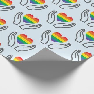 Autismus-Regenbogenherz Unterstützende Hände Hellb Geschenkpapier