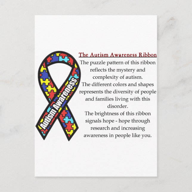 Autismus Ribbon bedeutet Postkarte (Vorderseite)