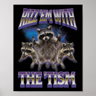 Autismus Rizz Em mit dem Tismus Raccoon Meme Bootl Poster