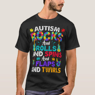 Autismus Rock And Roll Und Spin Autismus-Bewusstse T-Shirt