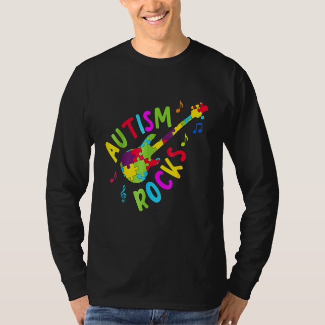 Autismus Rocks Autismus Aufklärungsgitarre Puzzle  T-Shirt (Vorderseite)