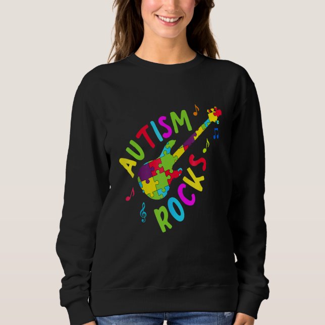 Autismus Rocks Autismus Aufklärungsgitarre Puzzlet Sweatshirt (Vorderseite)