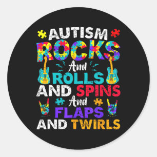 Autismus Rocks Rolls Spins Flaps Bewusstsein Kids Runder Aufkleber