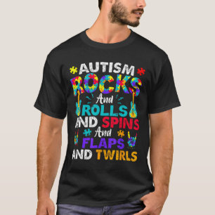 Autismus Rockt Rollt Dreht Flattert Bewusstsein Ki T-Shirt