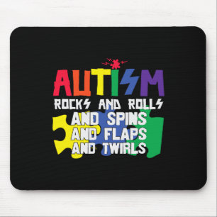 Autismus rockt rollt dreht schlägt und wirbelt  mousepad