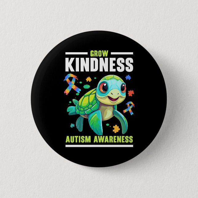 Autismus Schildkröte Autistisches Puzzle Autismus  Button (Vorderseite)