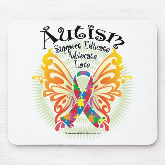 Autismus-Schmetterling 3 Mousepad (Vorne)
