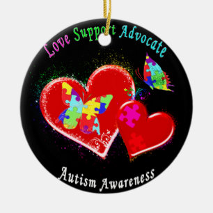 Autismus Schmetterlinge im Herzen Keramikornament