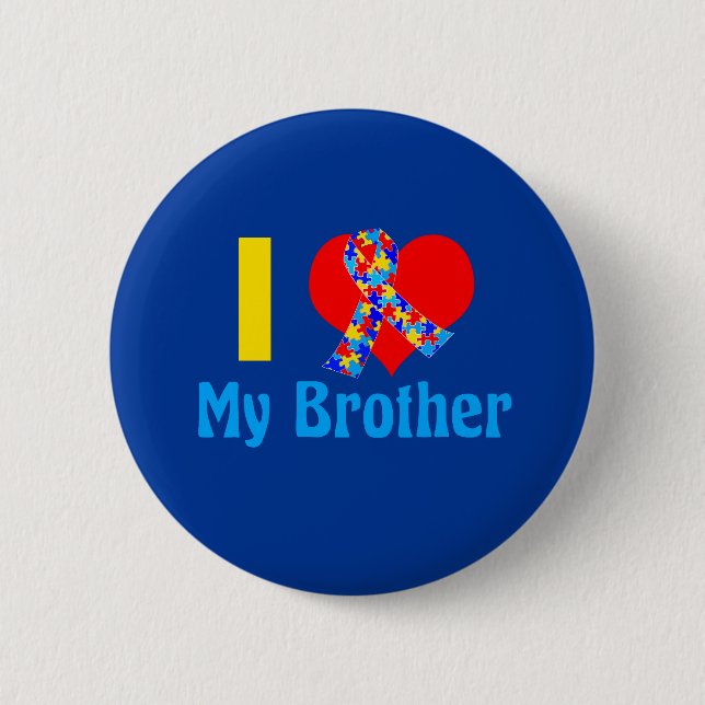 Autismus Schwester I Liebe Mein Bruder blauer Bewu Button (Vorderseite)