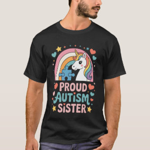 Autismus Schwester Stolz Bewusstsein Einhorn Regen T-Shirt