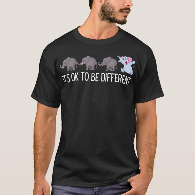 Autismus sein Ok zu sein, anders Elefant Funny T-Shirt (Vorderseite)
