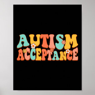 Autismus Sensibilisierung Annahme Groovy Retro Spe Poster