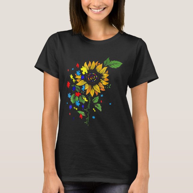 Autismus Sensibilisierung Autismus Sonnenblume Vin T-Shirt (Vorderseite)