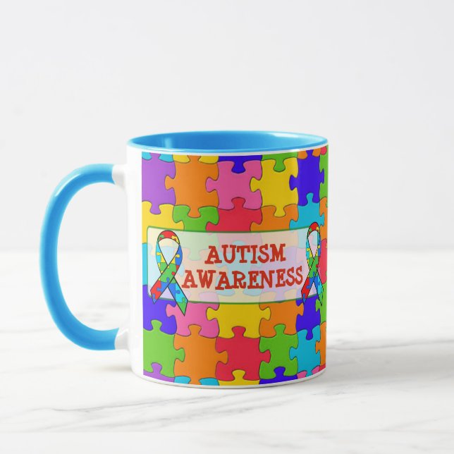 Autismus Sensibilisierungsband Puzzleteile Tasse (Links)