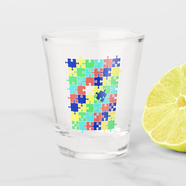 Autismus Sensibilisierungsstück Schnapsglas (Vorderseite)