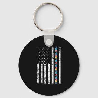 Autismus-Shirt Amerikanische Flagge Puzzle Schlüsselanhänger
