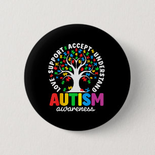 Autismus-Shirt Liebe Akzeptanz Unterstützung Autis Button