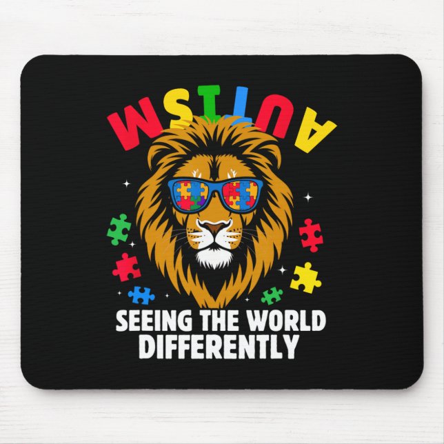 Autismus sieht die Welt anders Awareness Löwe Mousepad (Vorne)