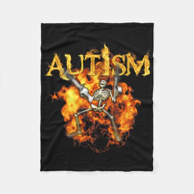 Autismus Skeleton Gewehre Funny Fire Bones Spooky Fleecedecke (Vorderseite)