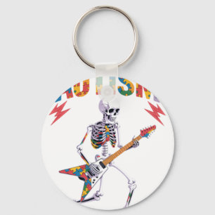 Autismus Skelett Gitarre Rock Musik Liebhaber Auti Schlüsselanhänger