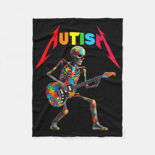 Autismus Skelett Gitarre Rock Musikliebhaber Autis Fleecedecke