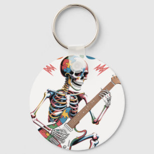 Autismus Skelett Gitarre Spieler Rock Musik Autism Schlüsselanhänger